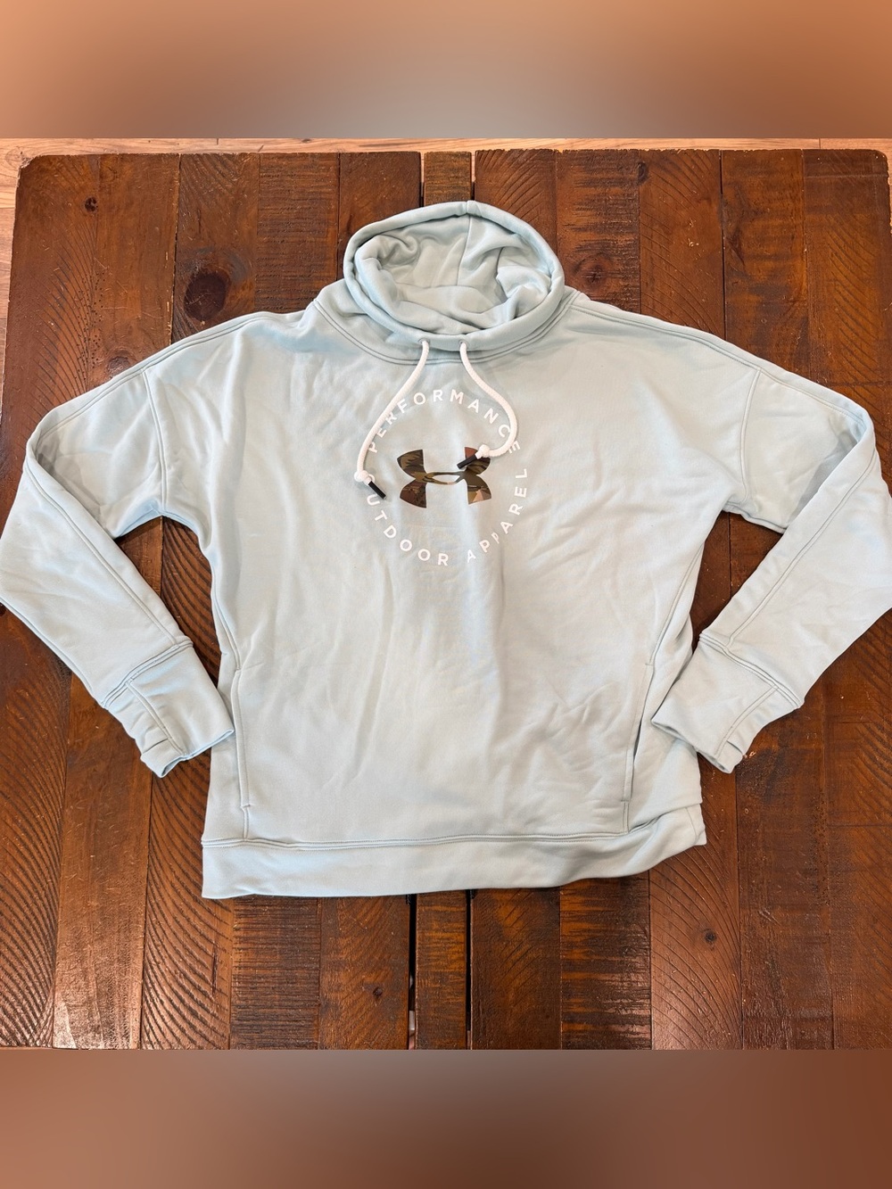 Under Armour Pale Blue Cowl Neck Performance Hoodie Size Medium